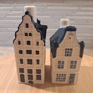 2 KLM By BOLS Blue Delfts Miniature House Empty Holland Bottle Amsterdam 16 & 92